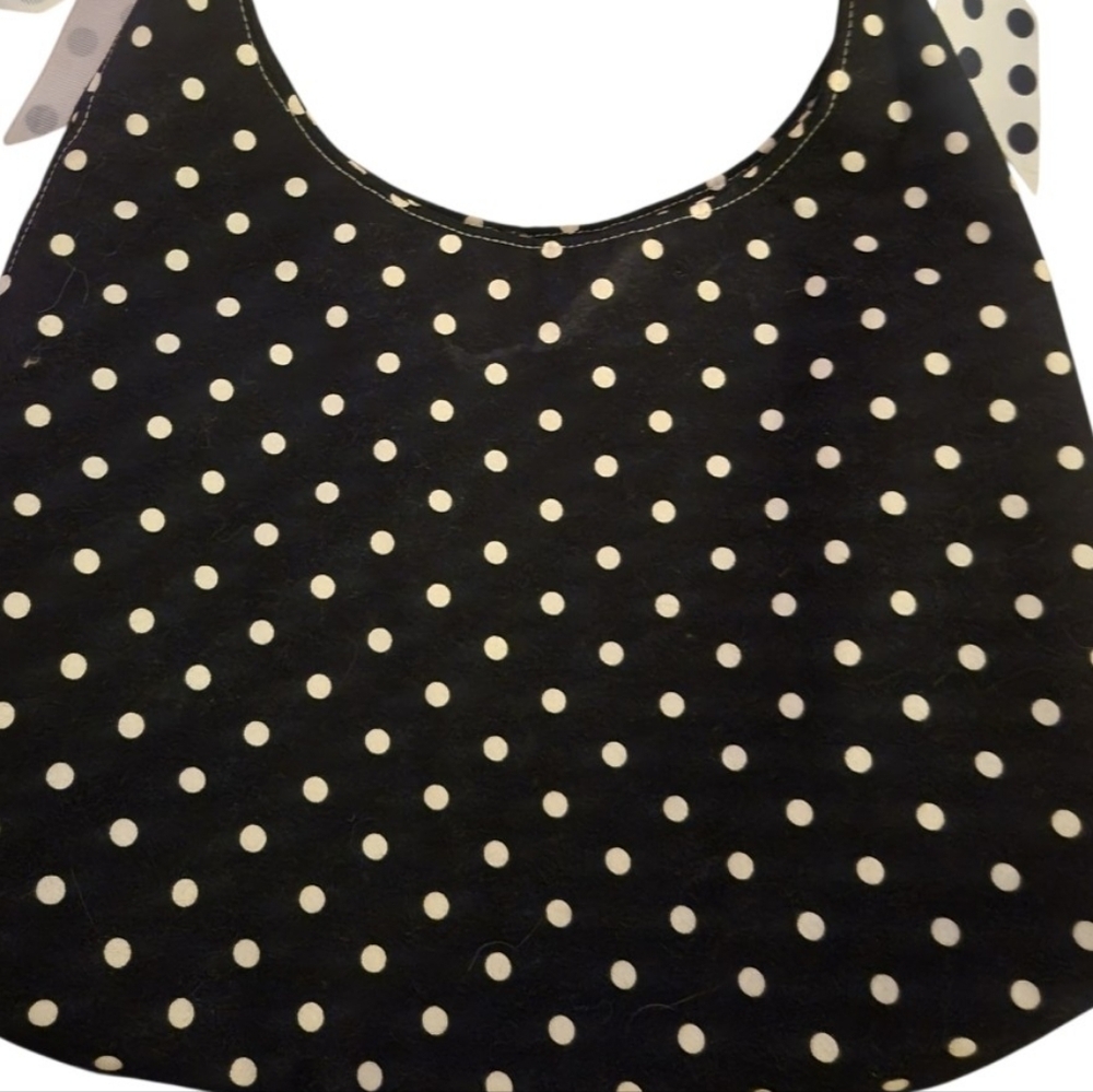 Handmade By Loralie Harris Fabric Panels Bag Polka Dot Black White Whimsical Art - Picture 4 of 16